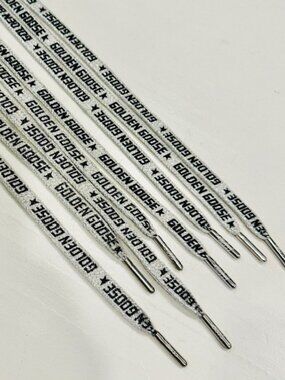 TWO PAIR: Golden Goose Logo-Print Silver Sparkle Laces